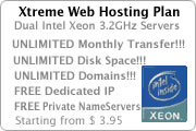 Affordable web hosting - Xtreme Web Hosting. cPanel Dual Intel Xeon 3.2GHz Servers. 15GB Disk Space. Unlimited Monthly Transfer. 6 domain names Hostable.